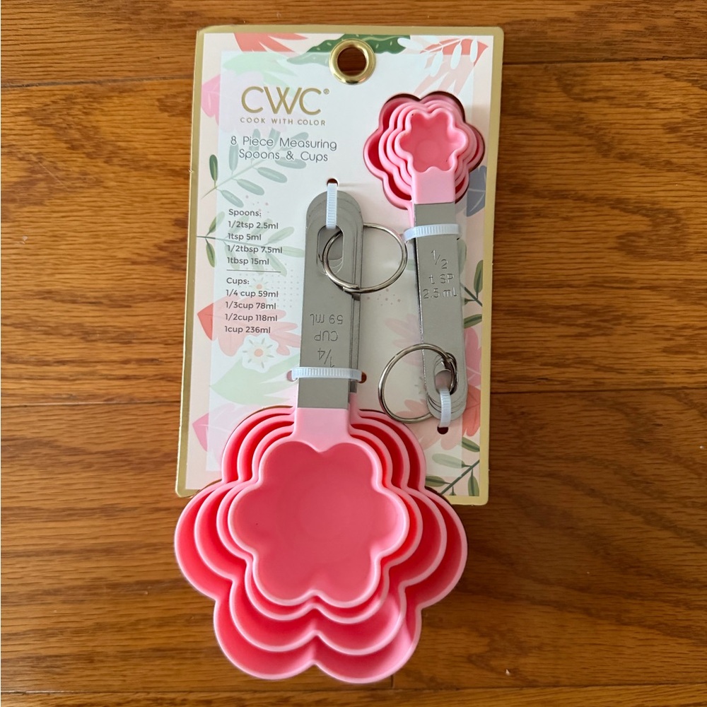 Pink Measuring Spoons and Cups Set CWC cook with color kitchen spoon